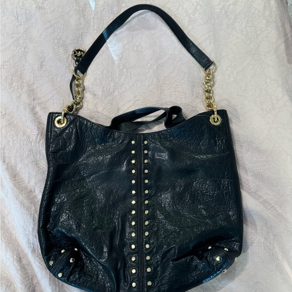 Michael Kors Shoulder Bag- Uptown Astor large black leather shoulder bag
